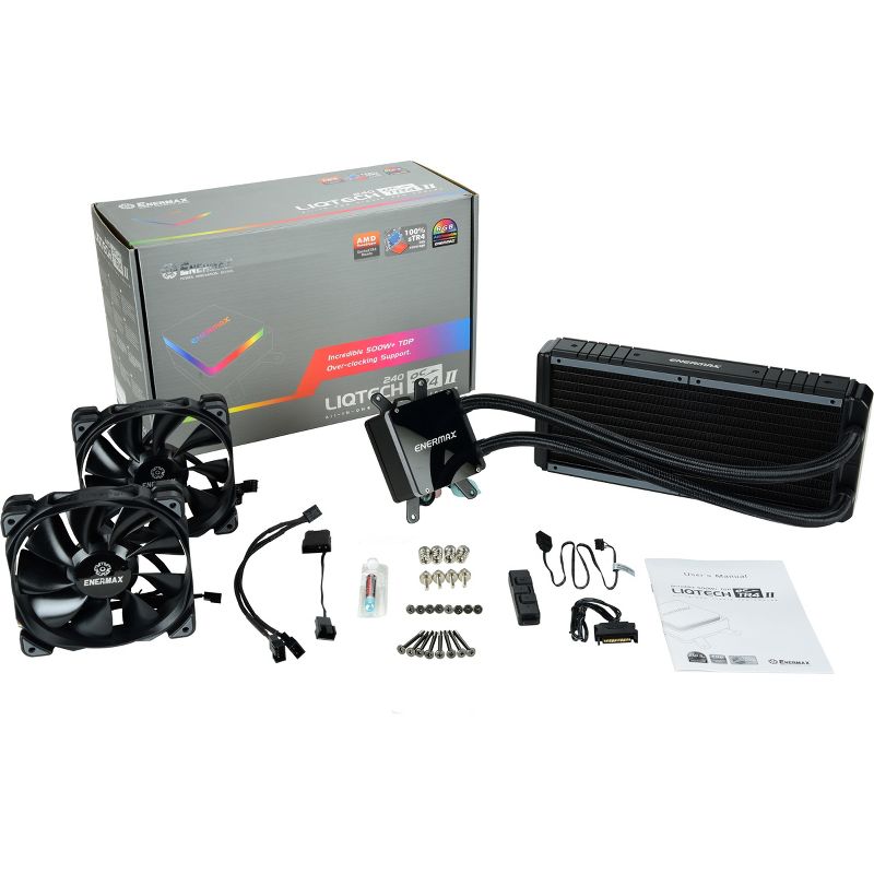 Enermax LIQTECH TR4 II 240 Cooling Fan/Radiator - 2 x 120 mm - 2 x 102.2 CFM - 28 dB(A) Noise - Liquid Cooler Cooler