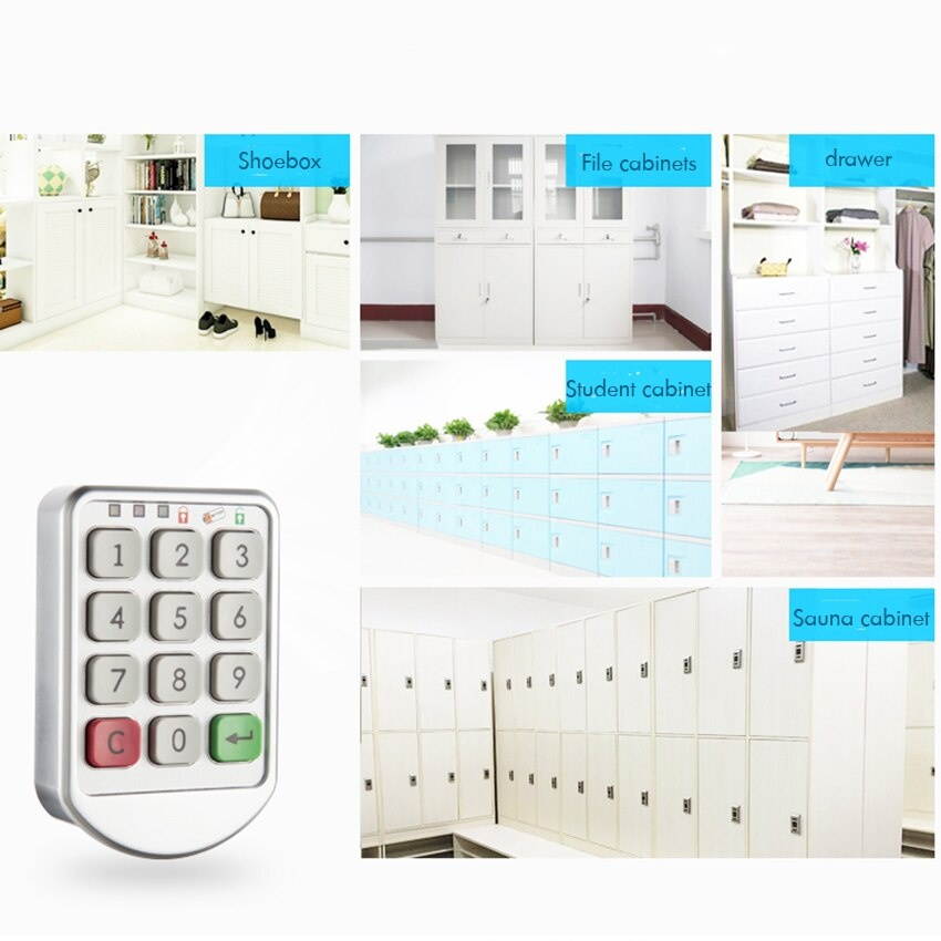 Electronic Cabinet Lock, Intelligent Digit Keypad Cabinet Lock Keyless Safety Security Lock for Drawer, Jewelry Box, Locker