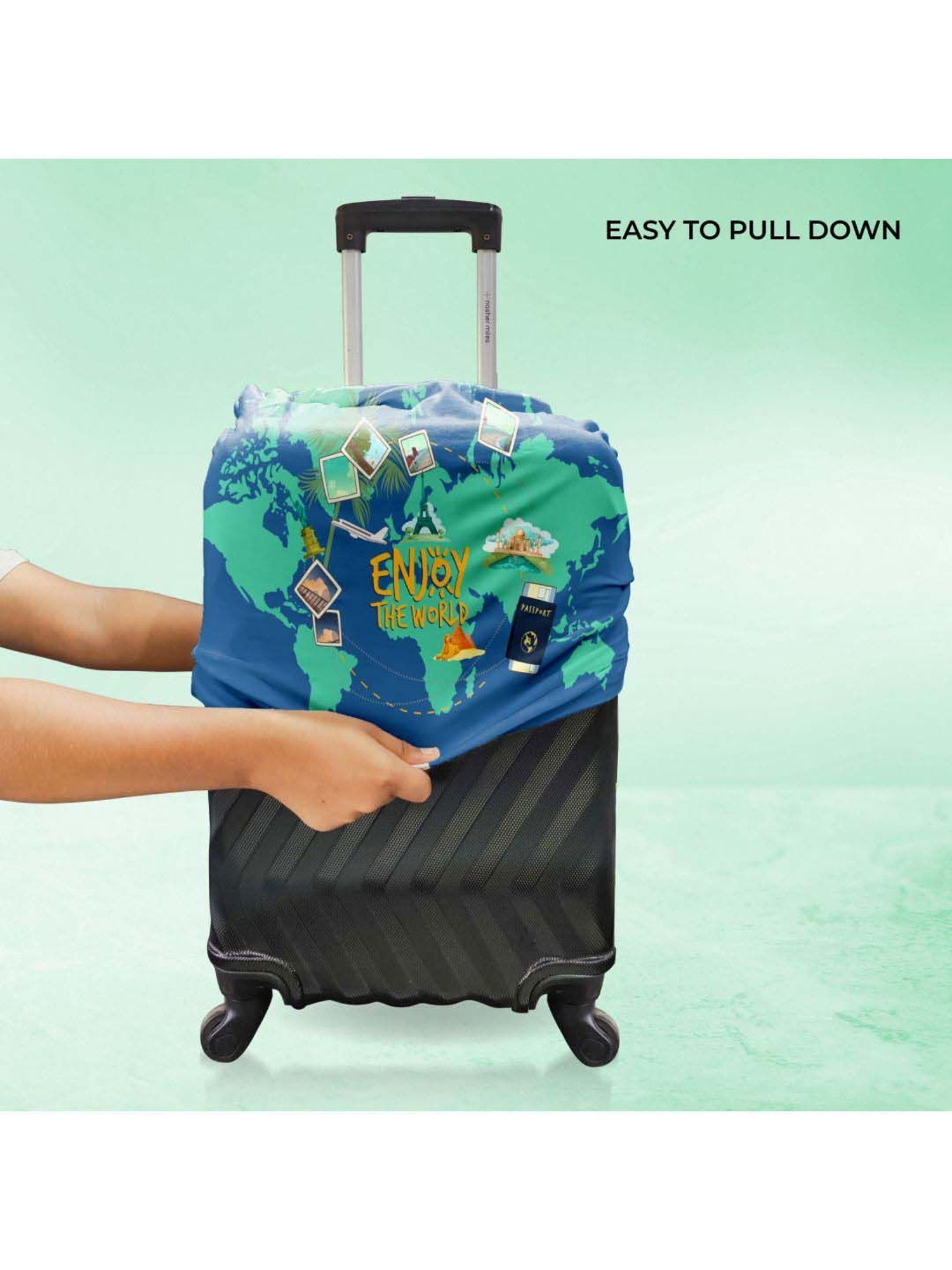 Nasher Miles Polyester 65 cm (24 Inch) Medium Protective Luggage Cover - World Design