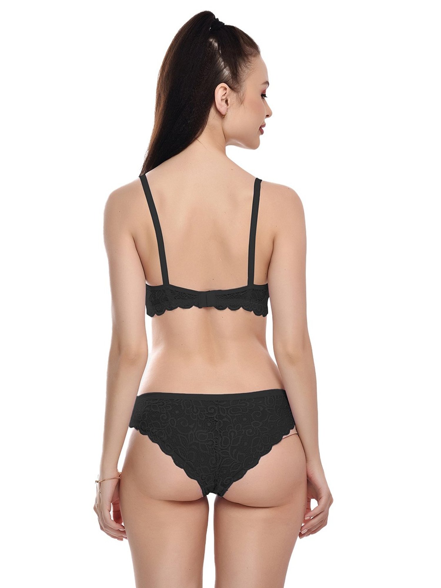 mod & shy Pink Self Pattern Lingerie Set