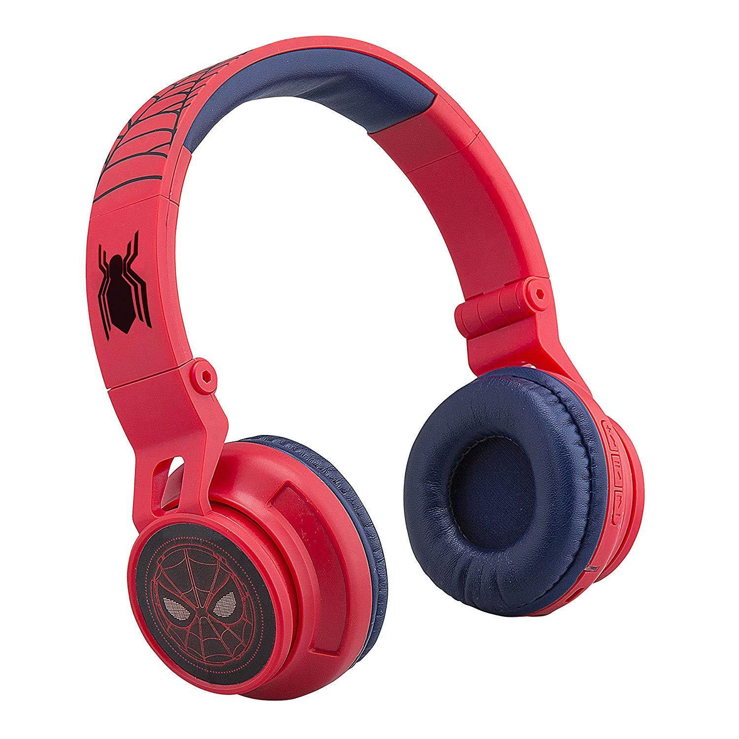 Spiderman Bluetooth Headphones for Kids Wireless Rechargeable Kid Friendly Sound (Spiderman)