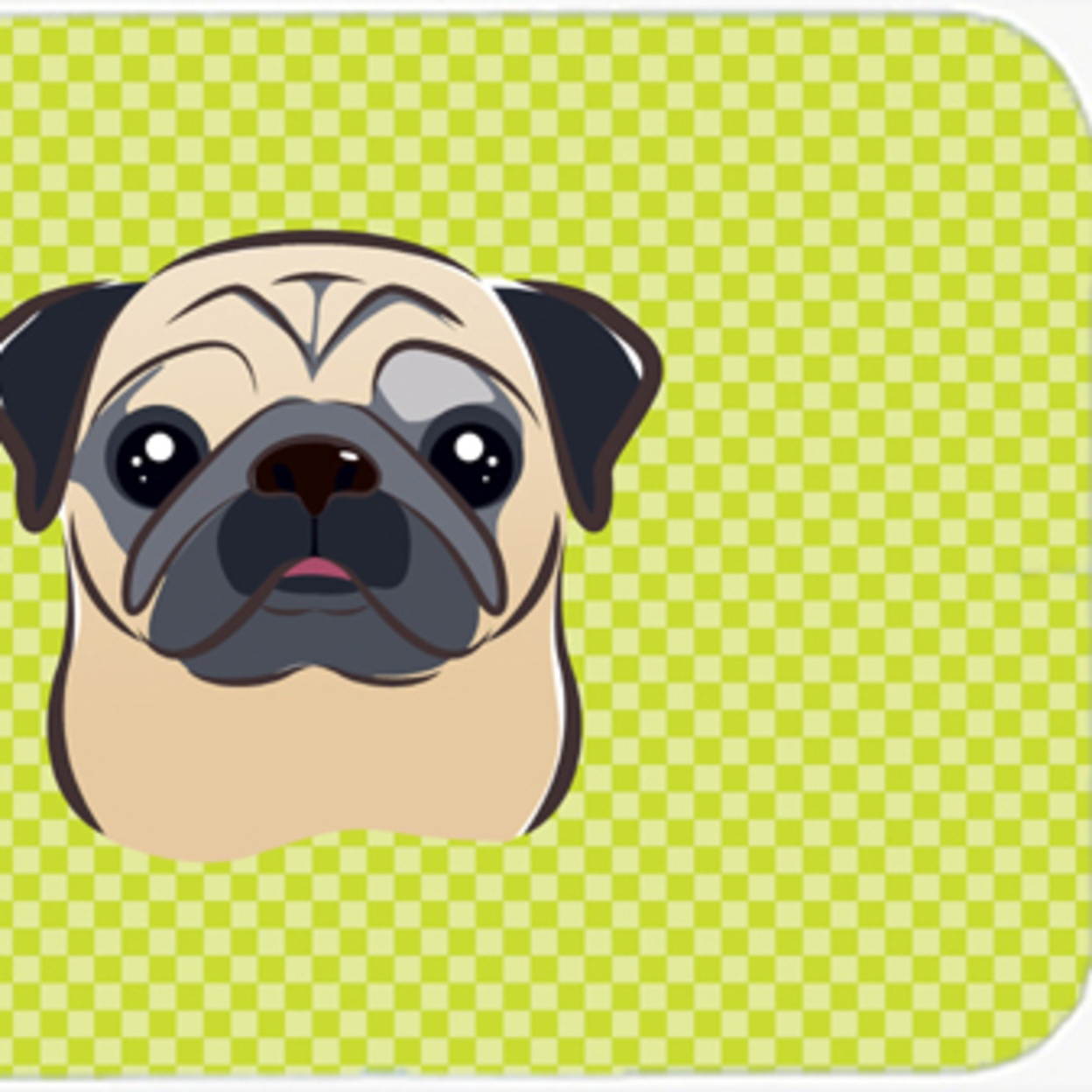 Checkerboard Lime Green Fawn Pug Mouse Pad, Hot Pad or Trivet BB1324MP