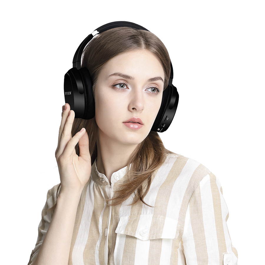 FUGN V4.2 Bluetooth Also With 3.5mm Audio  Headphones, Wireless Headphone Over-ear earphones HiFi Stereo Adjustable Headsets Noise Reduction, Big Capacity Battery -Grey