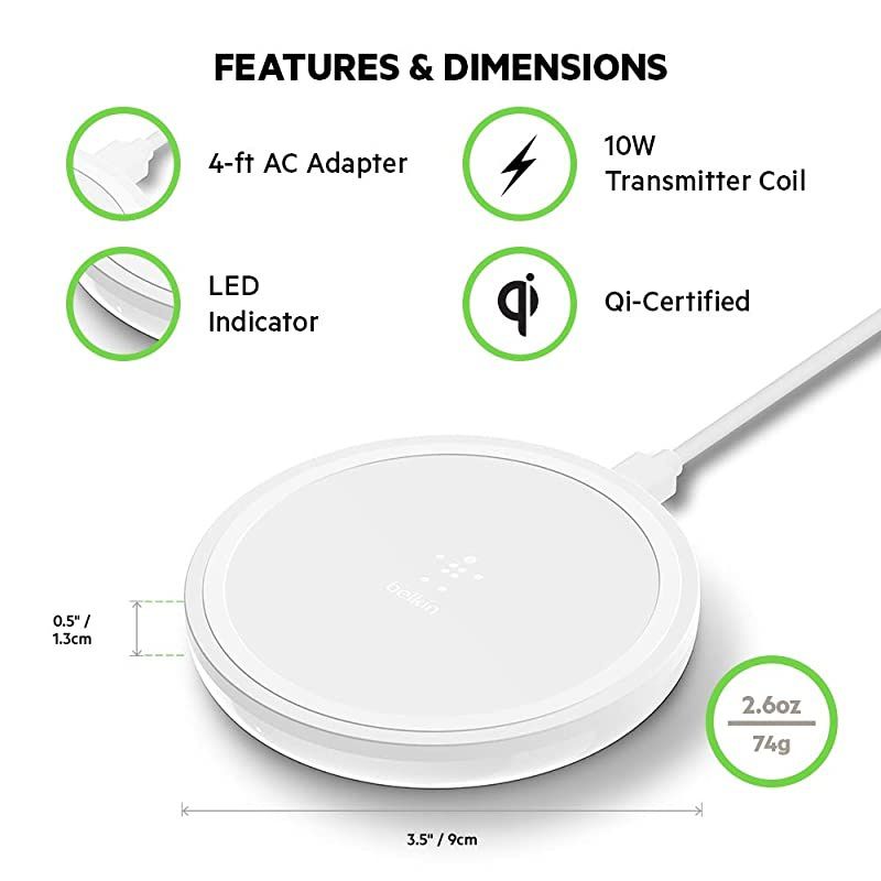 Wireless Charger 10W Boost Up Wireless Charging Pad Wireless Charger for iPhone 11 11 Pro 11 Pro Max XS XS Max XR X 8 8 PlusSamsung Galaxy S10 Note10 and More