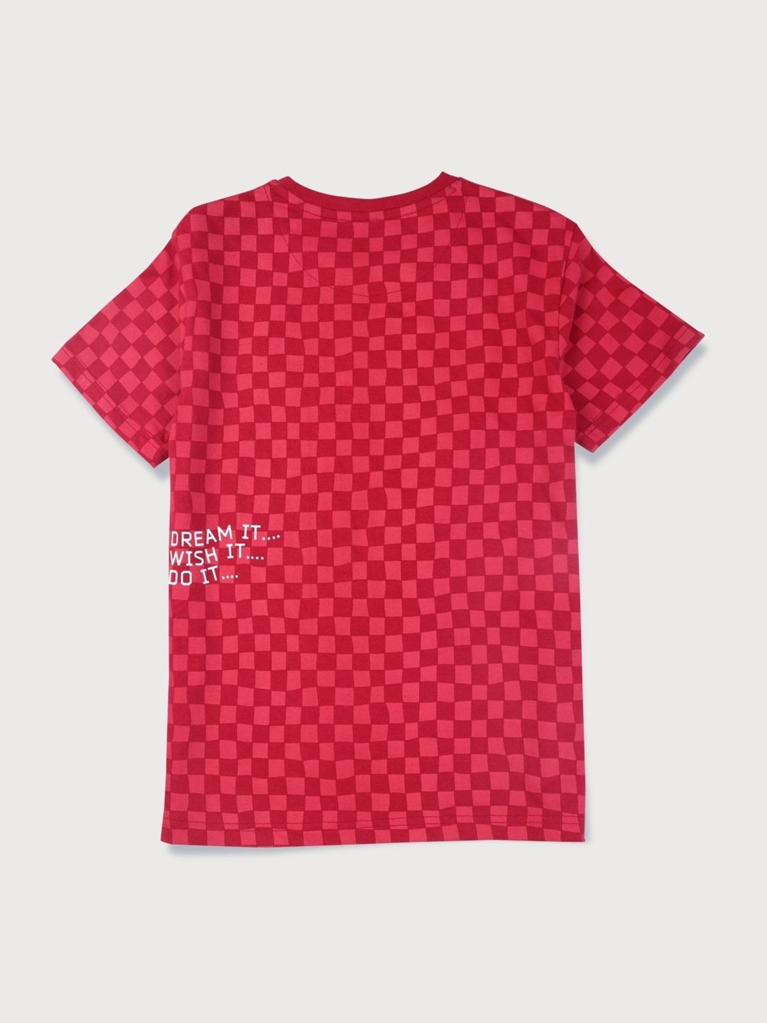 Palm Tree Kids Red Cotton Printed T-Shirt