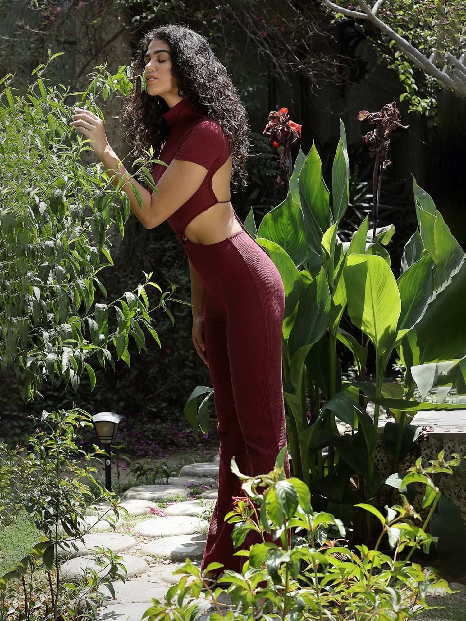PRIZO Maroon Maxi Jumpsuit