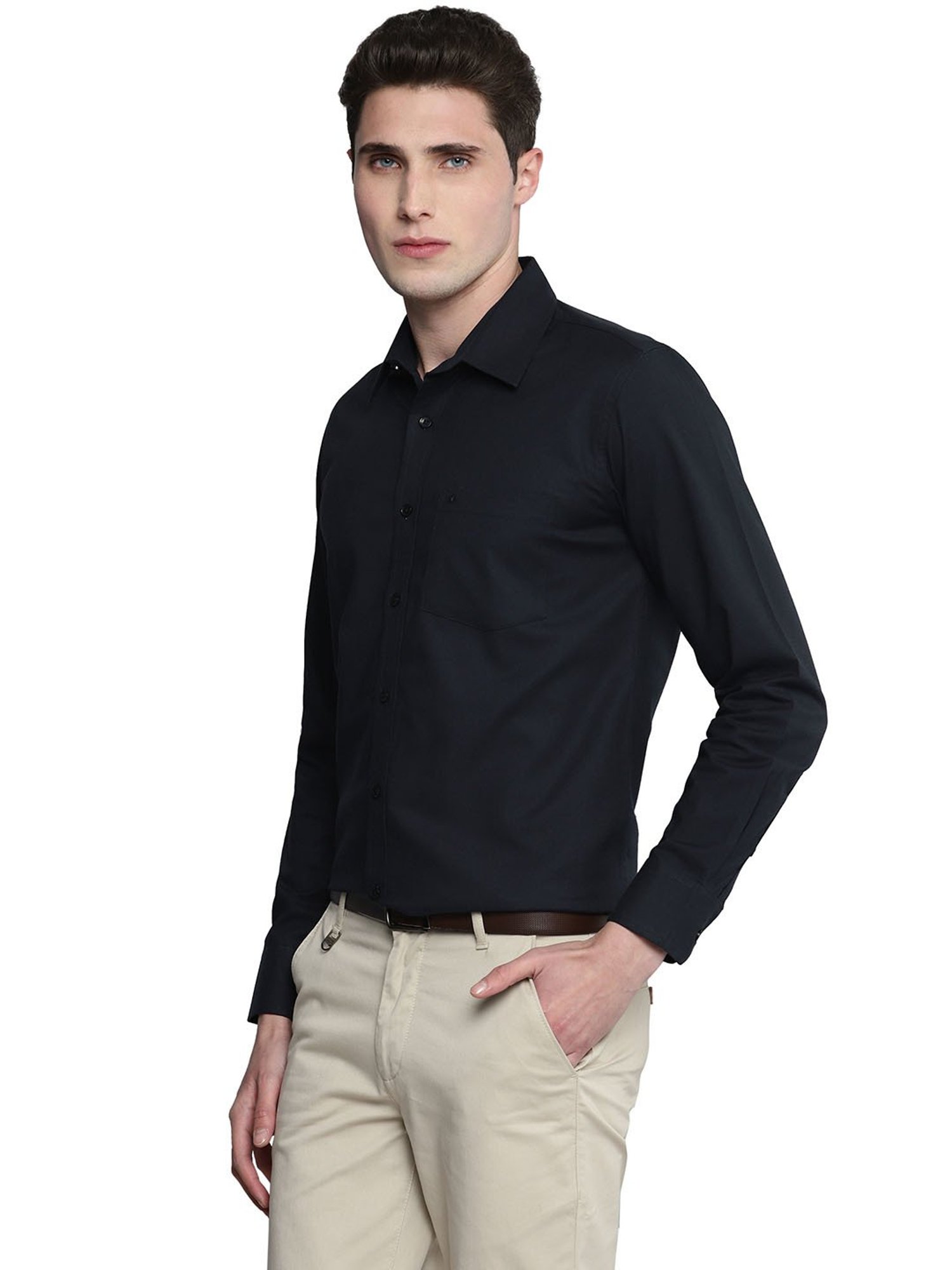 Allen cooper Black Regular Fit Shirt