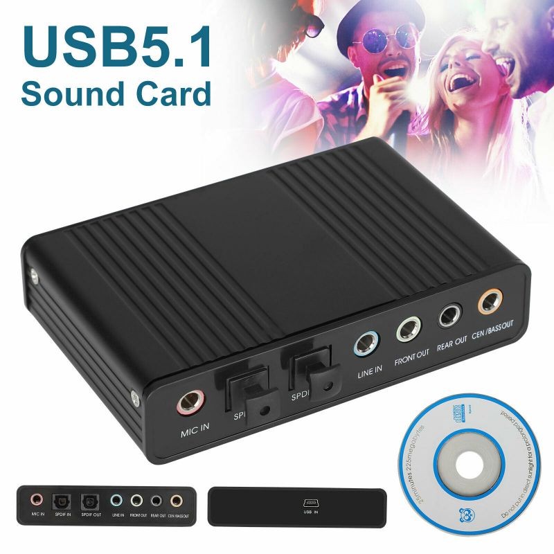 6 Channel 5.1 Optical SPDIF Sound Card USB Audio Output Adapter External for PC