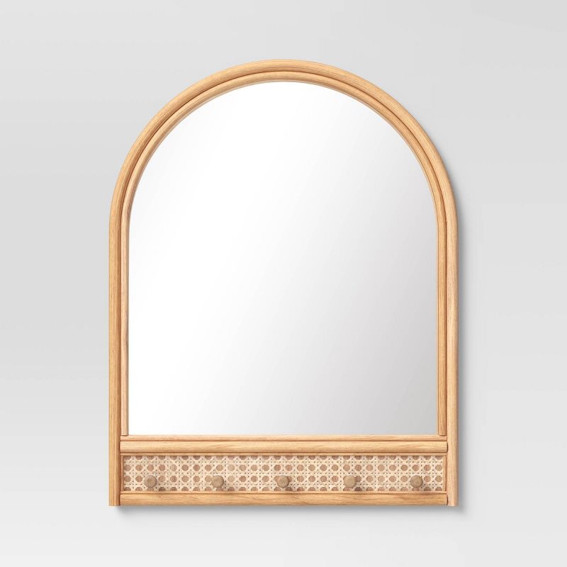 18" x 24" Rattan and Caning Decorative Wall Mirror with Hooks - Opalhouse™