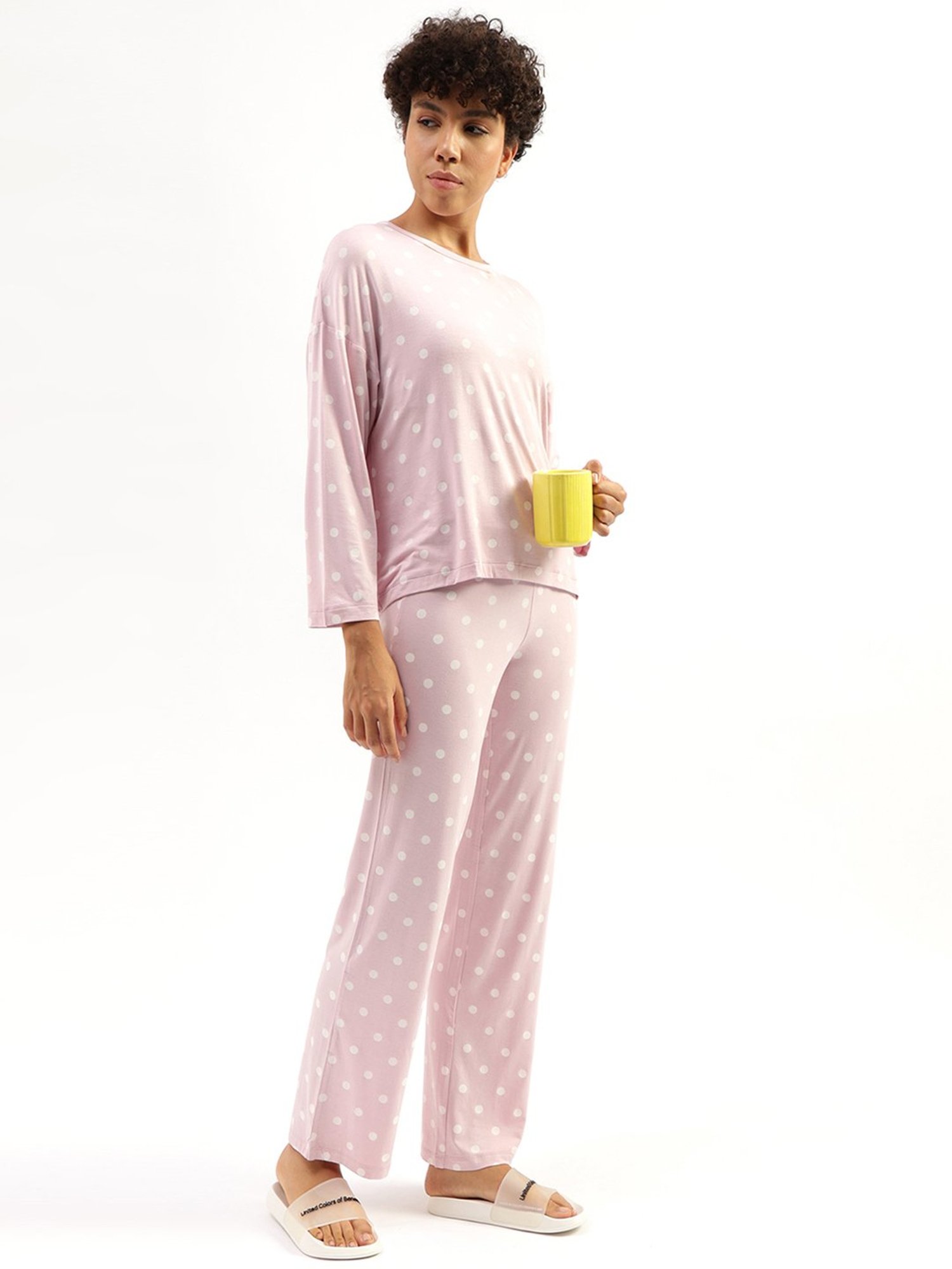 United Colors of Benetton Pink Polka Dot T-Shirt With Pyjamas