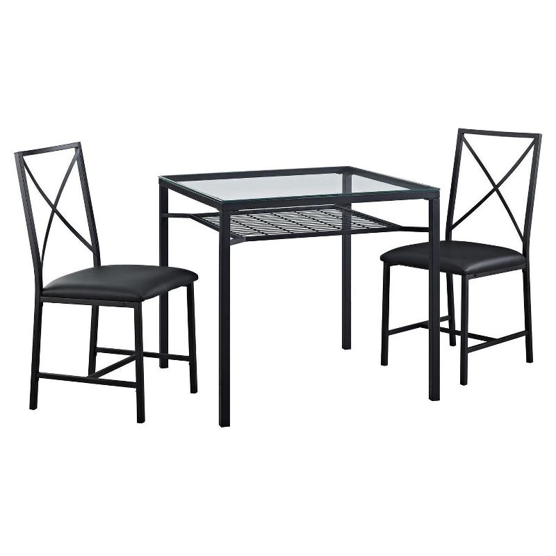 3pc Metal and Glass Dining Set Black - Dorel Living