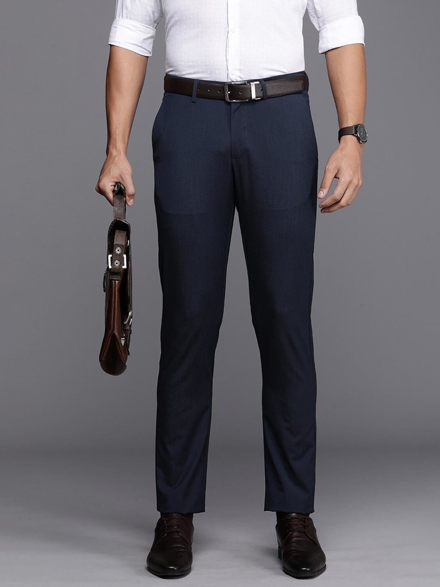 Allen Solly Navy Slim Fit Trousers