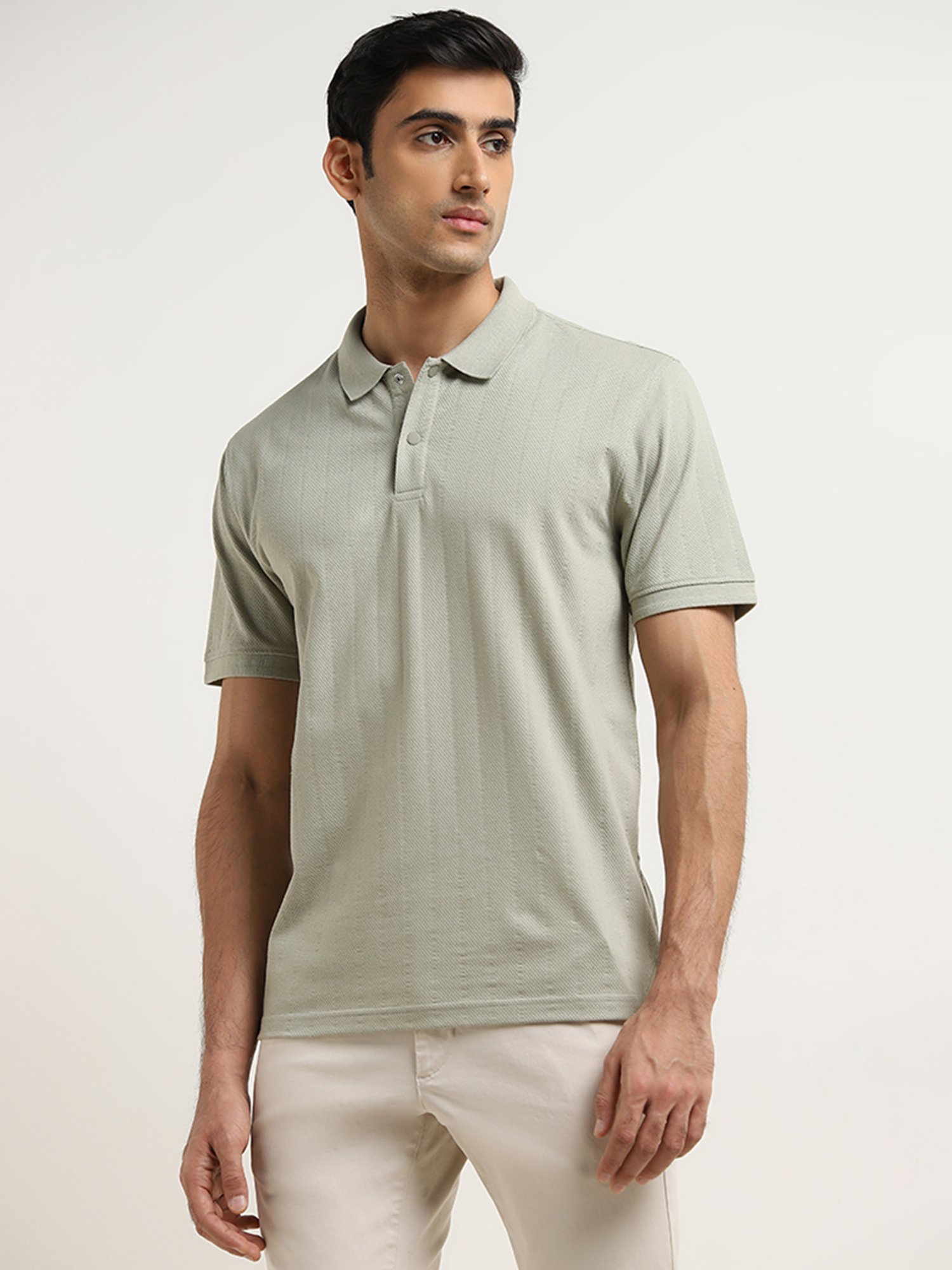 WES Casuals by Westside Sage Striped Relaxed-Fit Polo T-Shirt