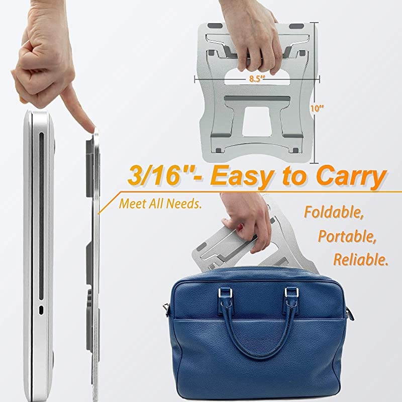 in 1 Laptop Notebook Stand 9 Angles 3 Folding Modes Portable Ergonomic Angled Laptop Aluminum Stand Adjustable Height Laptop Holder with SlideProof Silicone for Laptop 10~156Space Gray