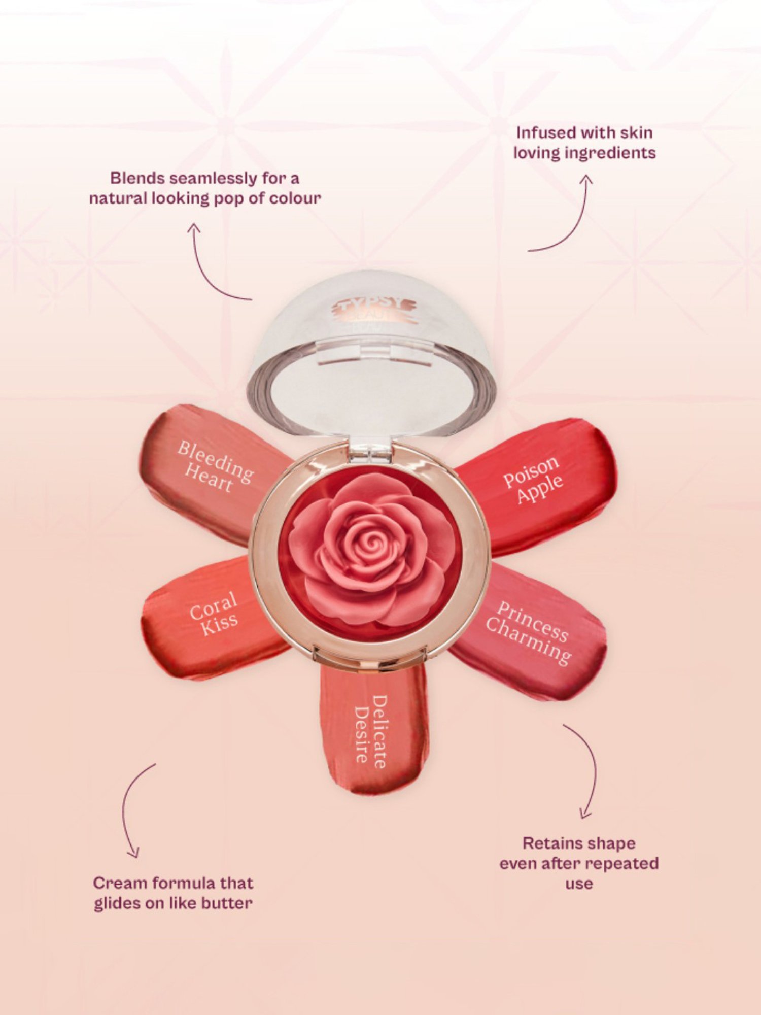 Typsy Beauty 3D Cream Blush Delicate Desire - 4.8 gm