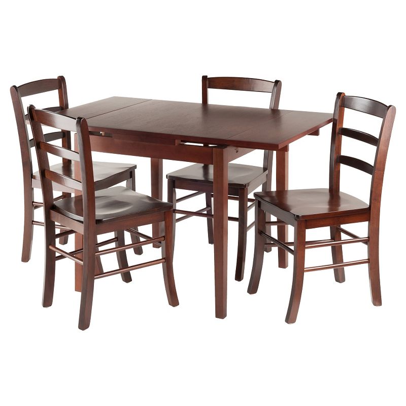 5pc Pulman Dining Set with Ladder Back Chairs Wood/Walnut - Winsome