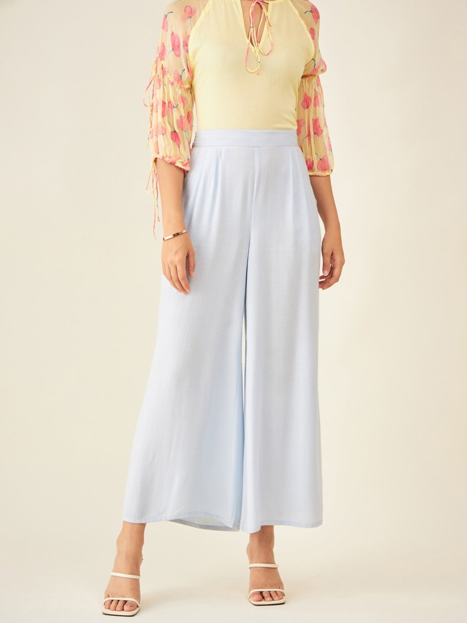 Arras Powder Blue Side Slit Flared Pants
