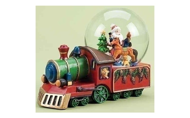 Roman 8" Battery Operated Musical Santa Claus Train Christmas Snow Globe Glitterdome