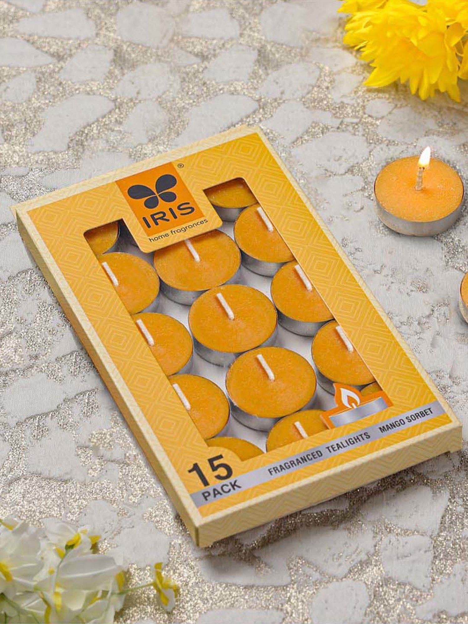 IRIS Orange Home Fragrances Mango Sorbet Tealight Candles Pack of 15 (Set of 3)