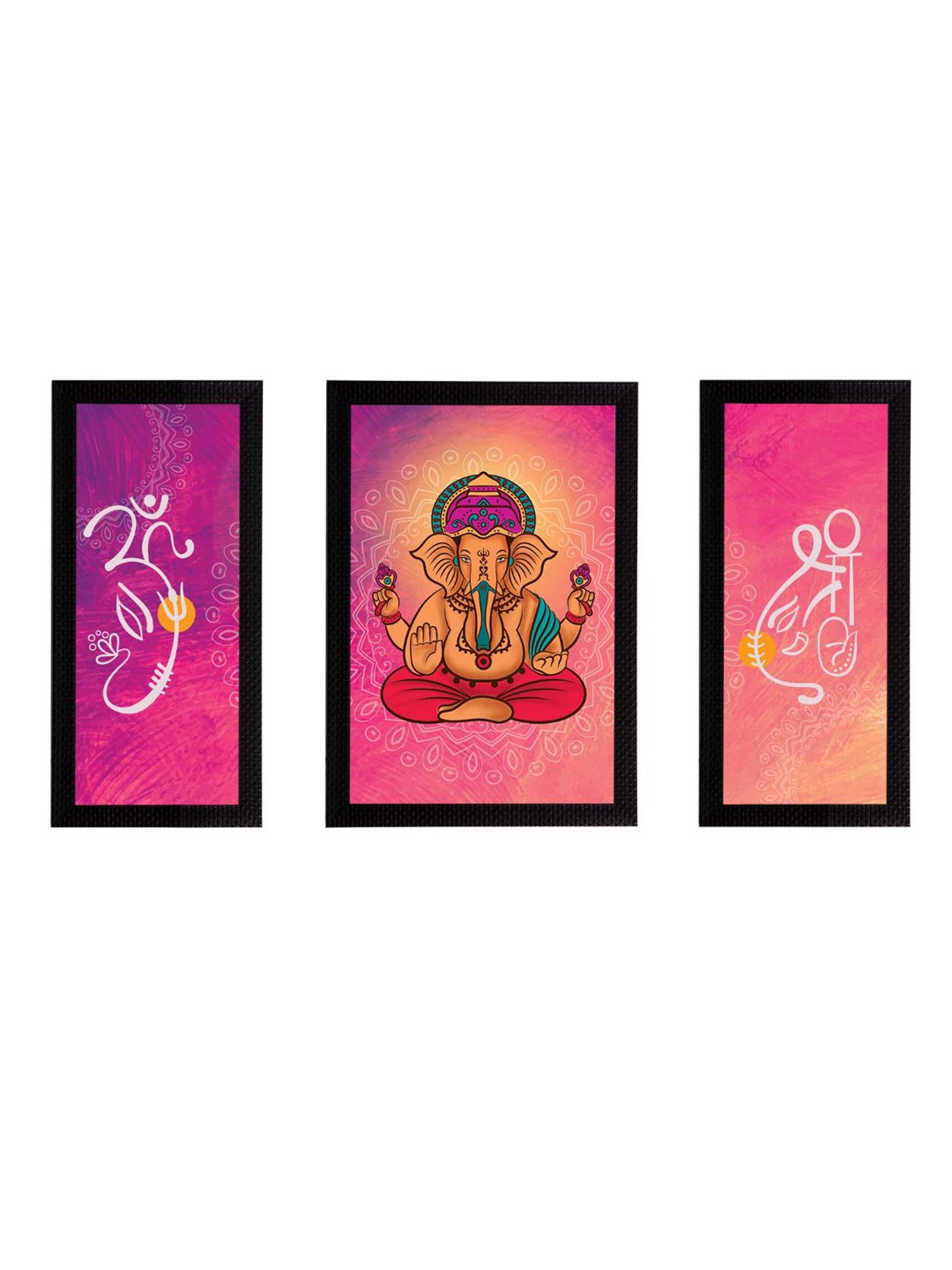 eCraftIndia Set of 3 Lord Ganesha Satin Matt Texture UV Art Painting