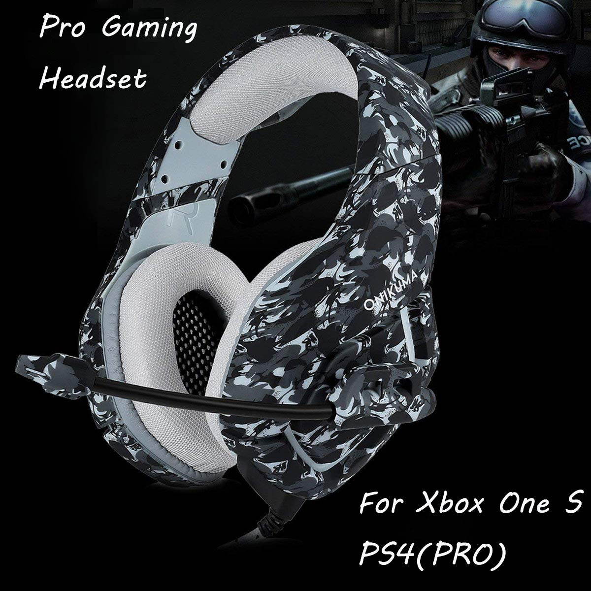 PS4 Gaming Headset with Microphone for PC New Xbox One PSP Gamer Headphones with Mic Noise Cancelling for Laptop, Mac, Smart Phones, Nintendo Switch, Surround Stereo Sound Volume Control(Camouflage)