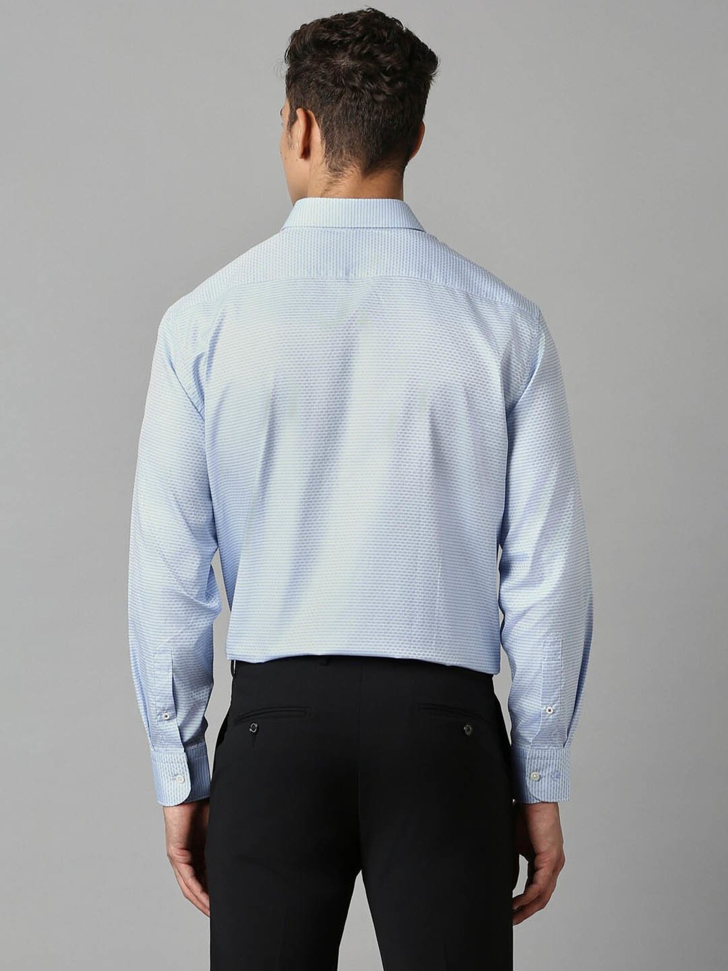 Luxure By Louis Philippe Blue Cotton Regular Fit Printed Shirt