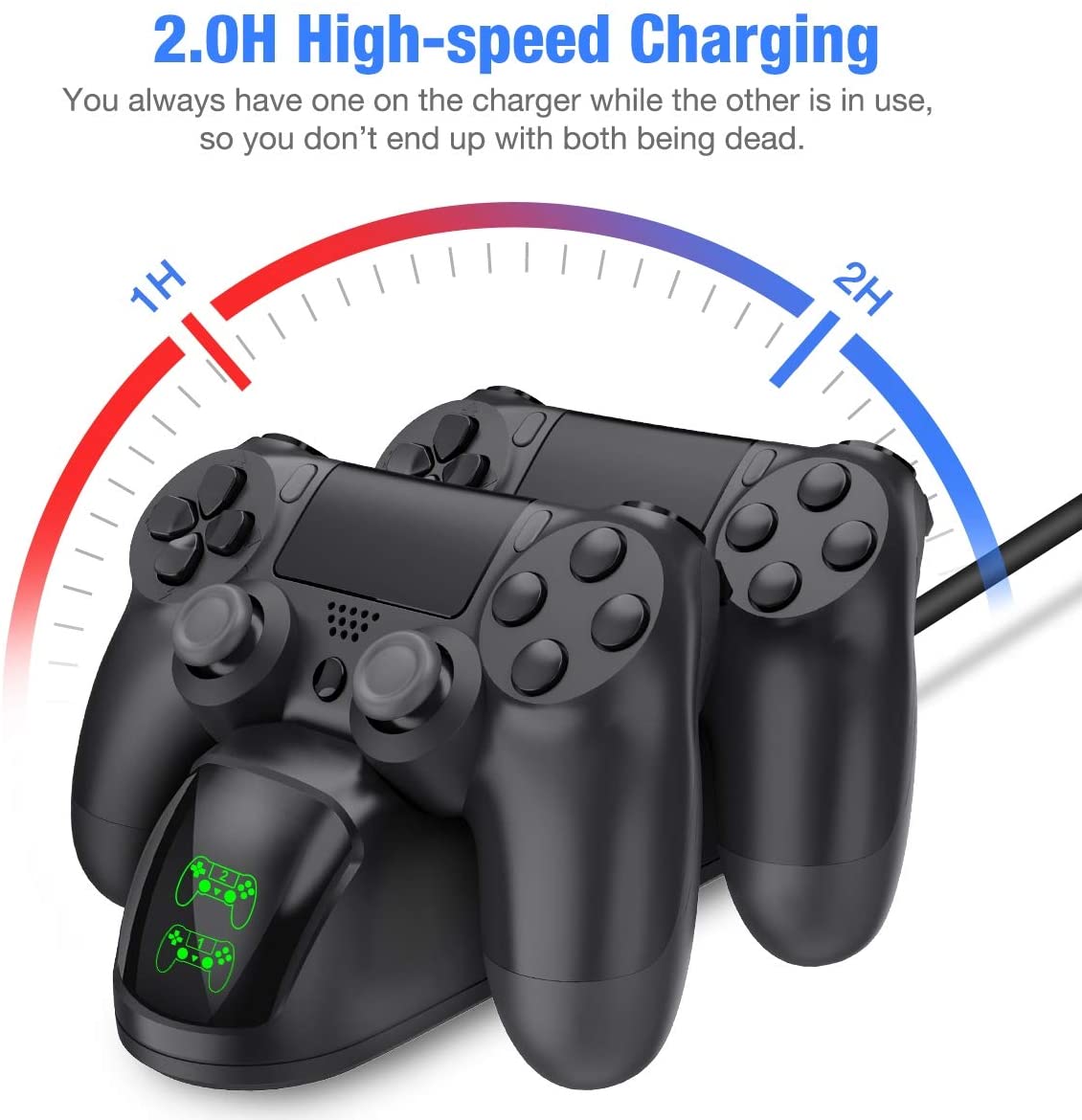 Gooze PS4 Controller Charger, DualShock 4 Controller USB Charging Station Dock, PlayStation Charging Station for Sony Playstation PS4 / PS4 Slim / PS4 Pro Controller