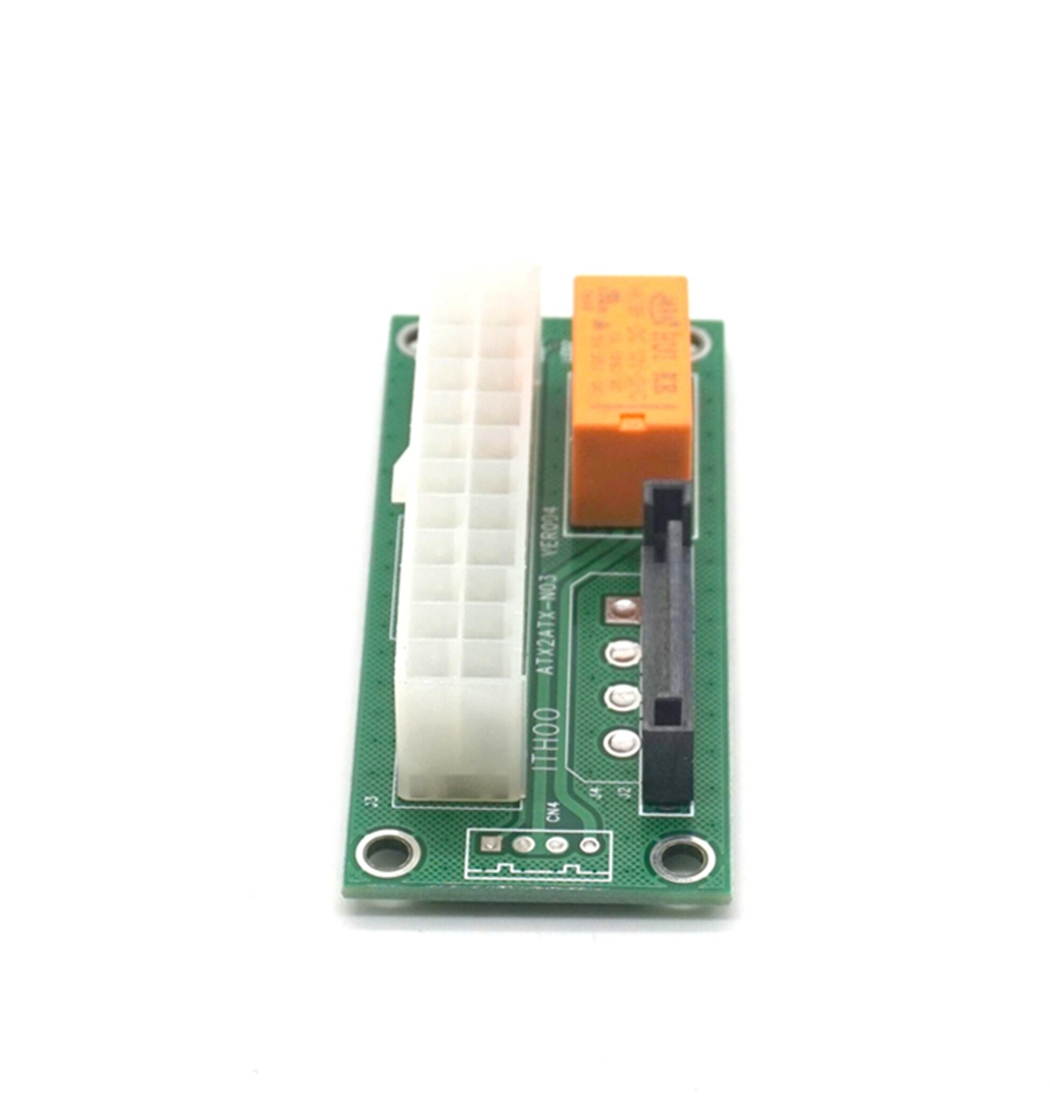 Plugadget ATX 24Pin to SATA 15Pin Dual PSU Adapter Molex Power Supply Sync Starter Extension Cable Card For Litecoin Mining Miner