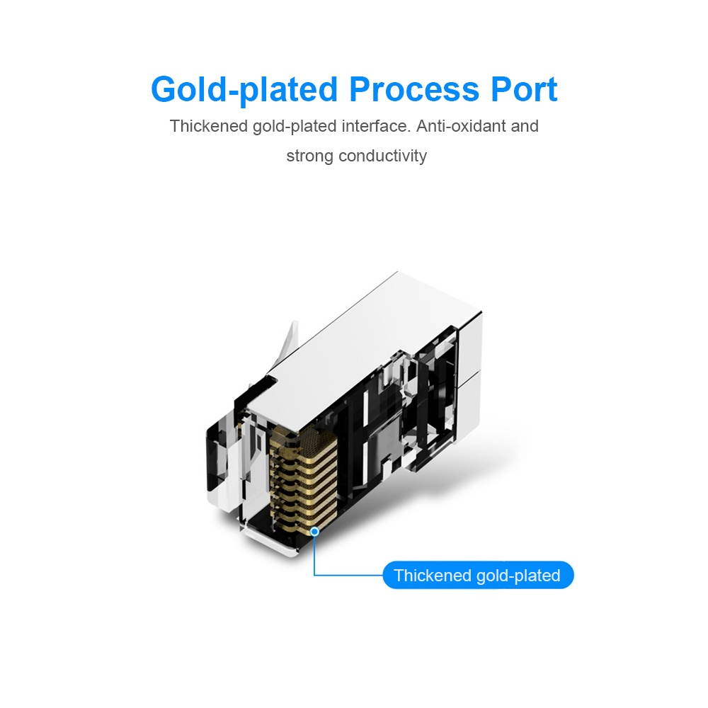 VENTION STP Crystal Head 8P8C Gold-plated CAT5E Connectors RJ45 Ends Ethernet Cable 10pcs