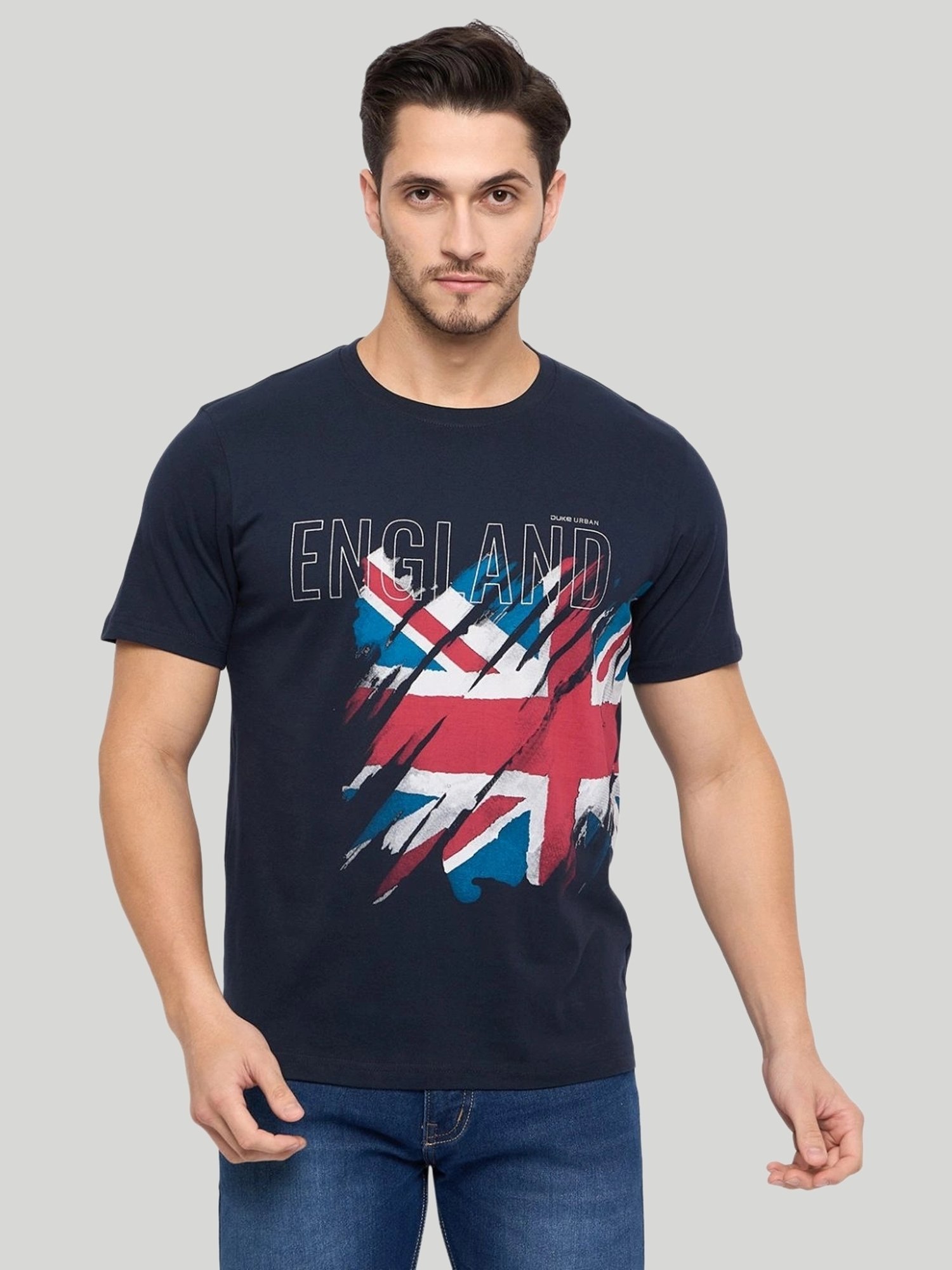 Duke Navy Slim Fit Printed T-Shirt