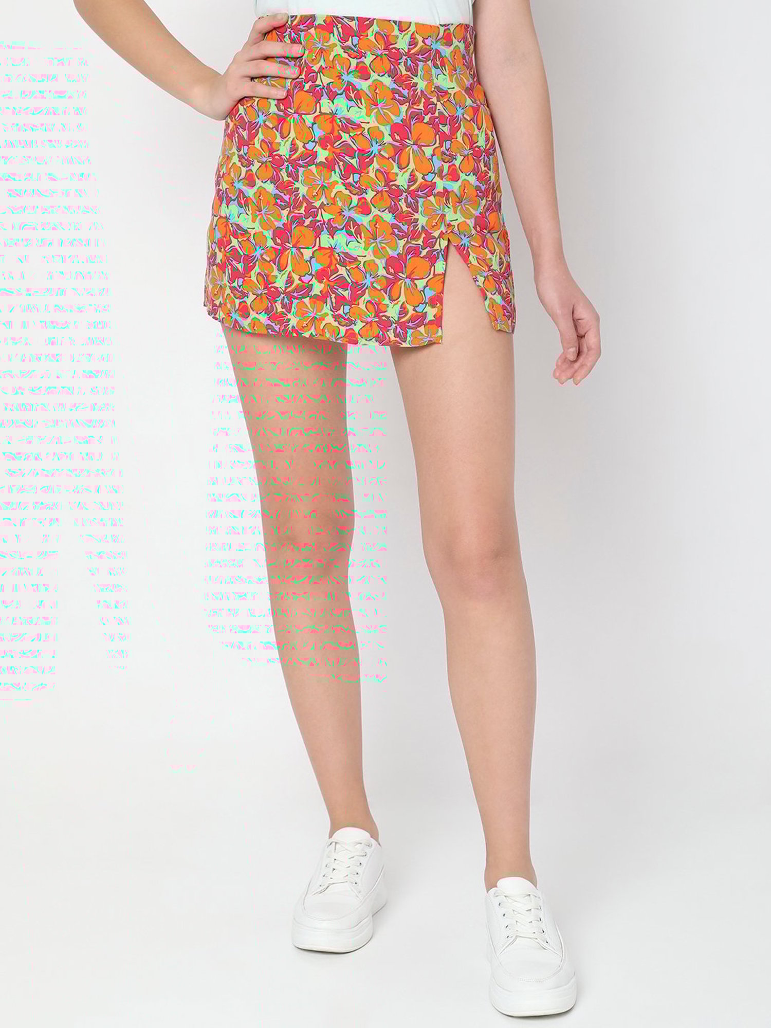Vero Moda Multicolor Floral Print Mini Skirt