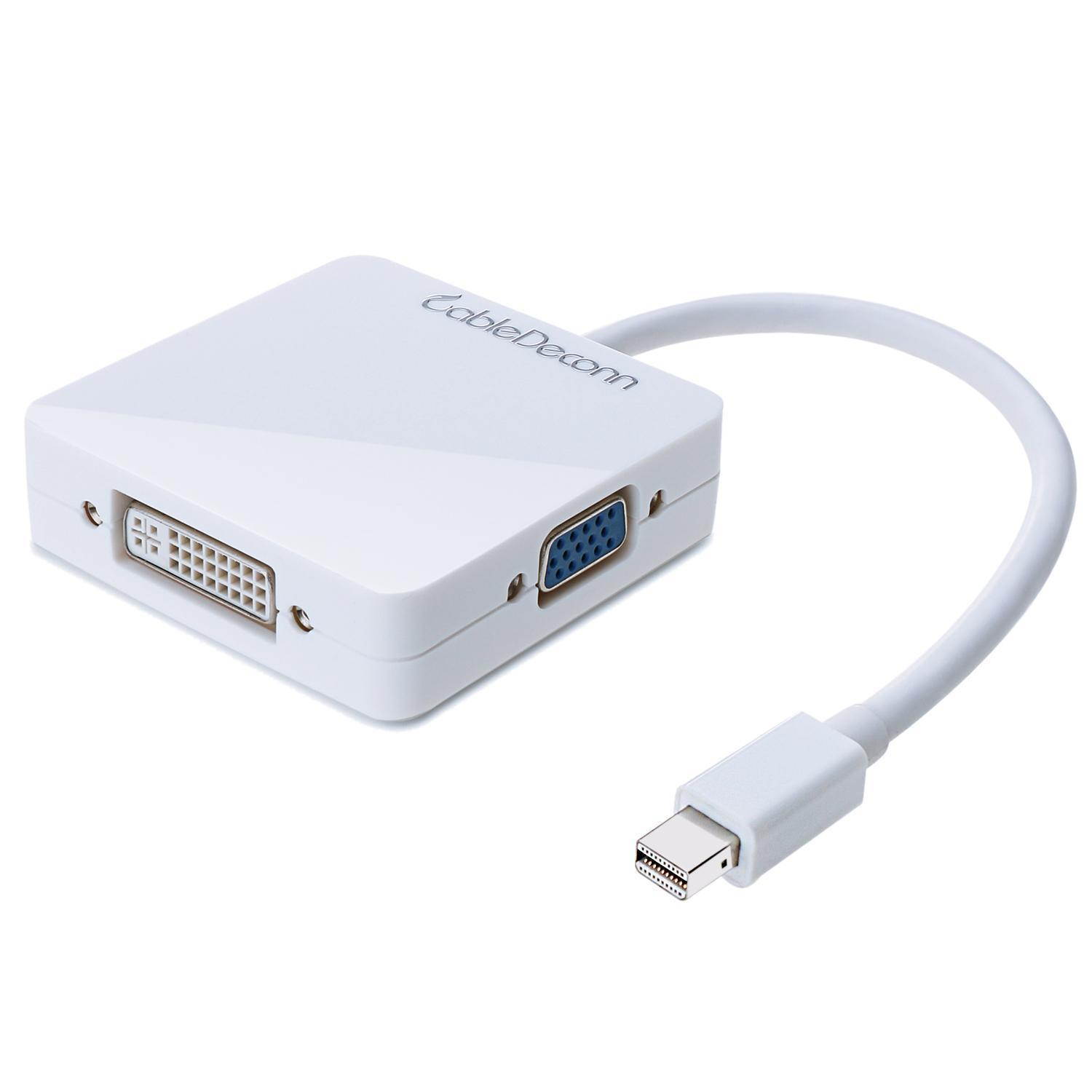 3 In 1Mini Display Port DP Thunderbolt to DVI VGA HDMI Adapter Cable For MacBook
