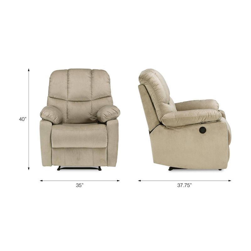 Loyola Power Recliner with Padded Arms Beige - Dorel Living