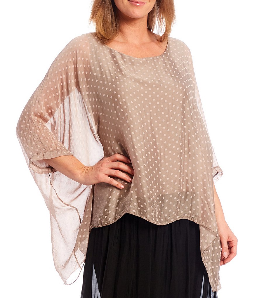 M Made in Italy Polka Dot Silk Blend Tunic