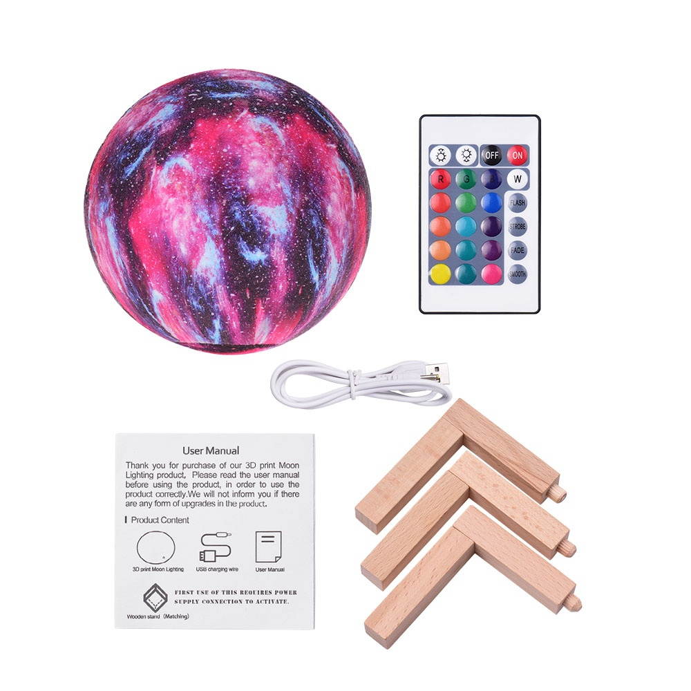 Aibecy LED Moon Lamp Moon Night Light 3D Printed Large Lunar Lamp with Stand USB Cable 16 Glowing Colors Remote Control & TouchControl Rechargeable Brightness Adjustable Home Light for Children Women