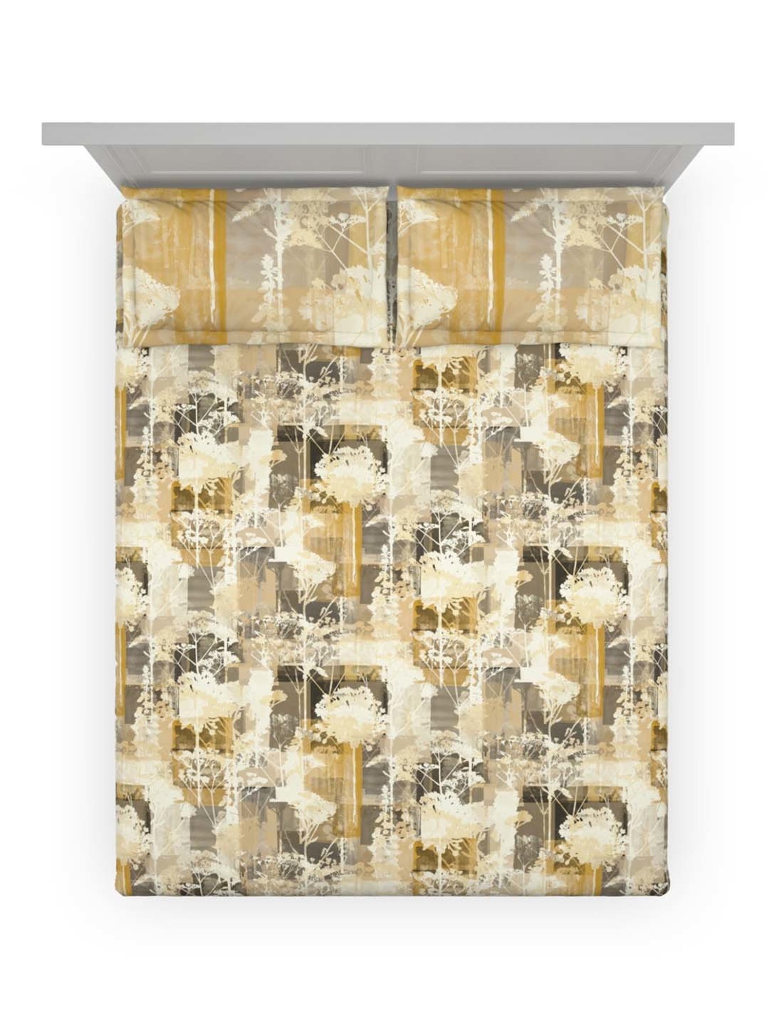 Ddecor Live beautiful Primary Yellow 144 TC Cotton Queen Bedsheet with 2 Pillow Covers