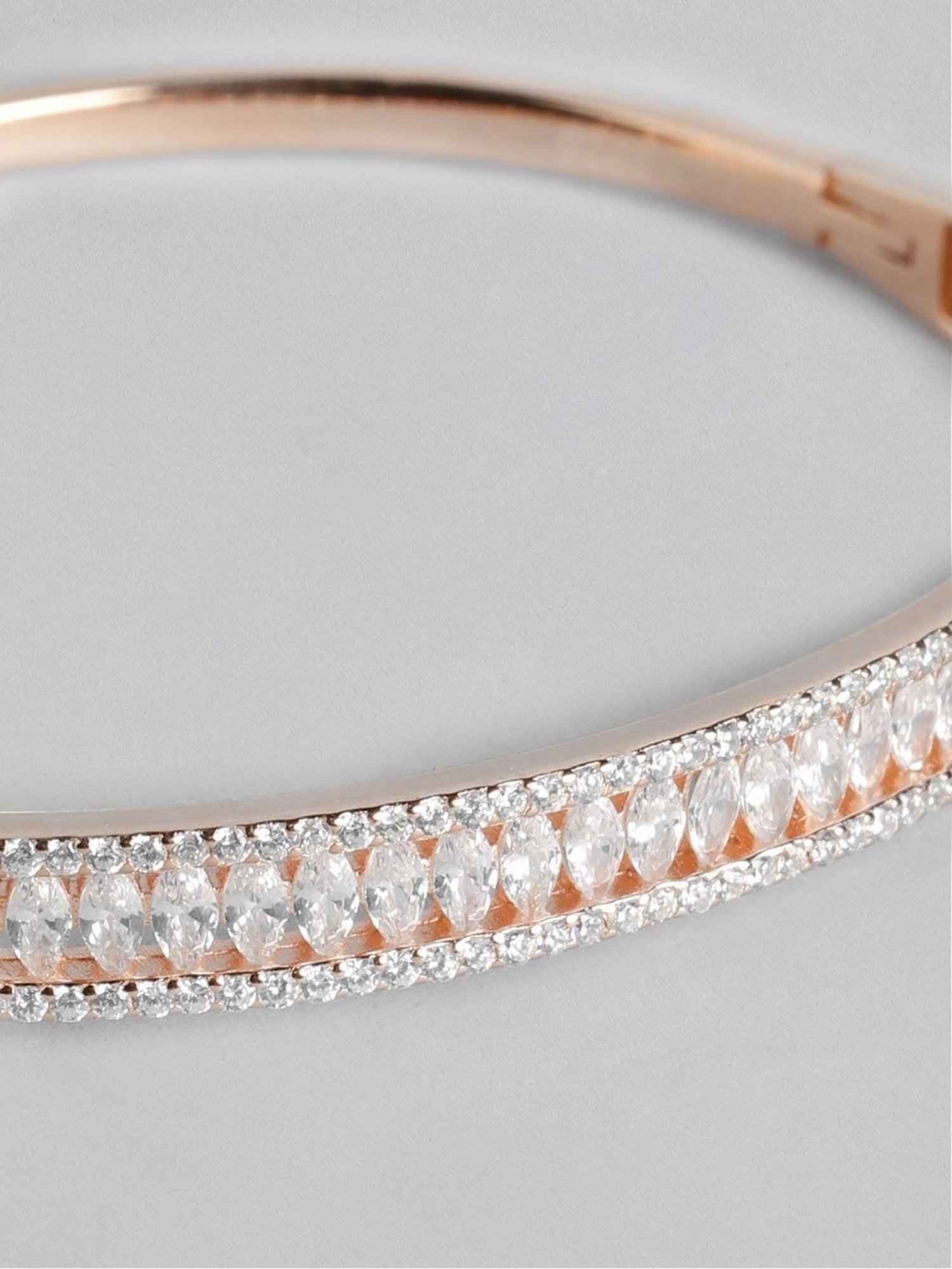 Zavya CZ Rose Gold-Plated 92.5 Sterling Silver Kada Bracelet