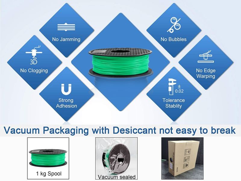 2 Pack PLA 3D Printer Filament 1.75mm, PLA Filament Bundl, Dimensional Accuracy +/- 0.02mm, 1kg Spool(2.2lbs) x 2, Fit Most FDM Printer(White+green - 2 Pack)