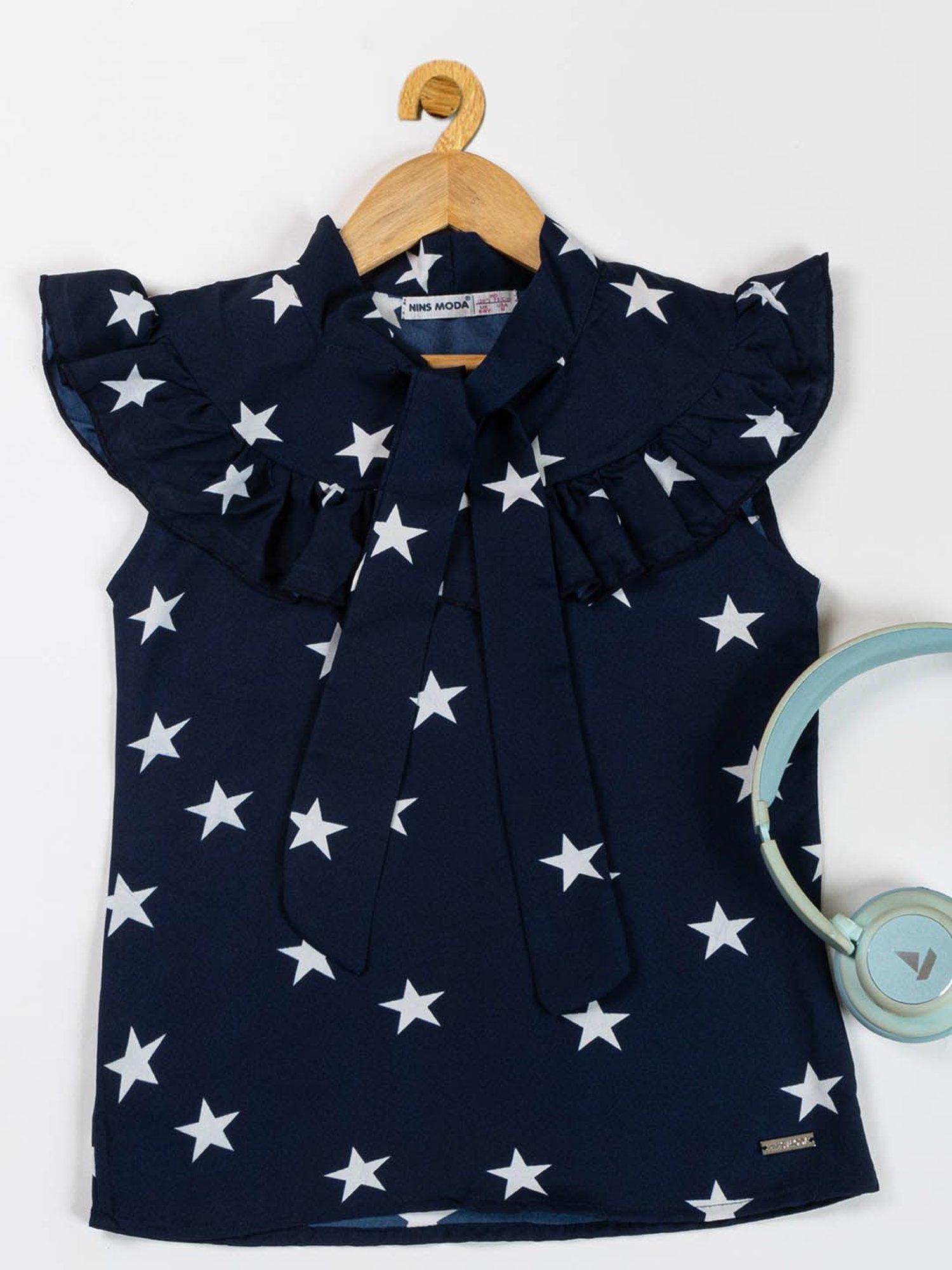 NINS MODA Kids Navy Printed Top