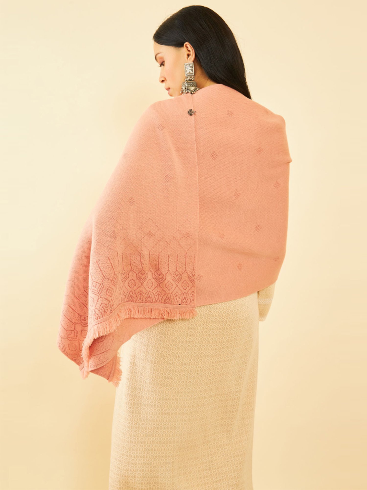 Soch Peach Printed Shawl