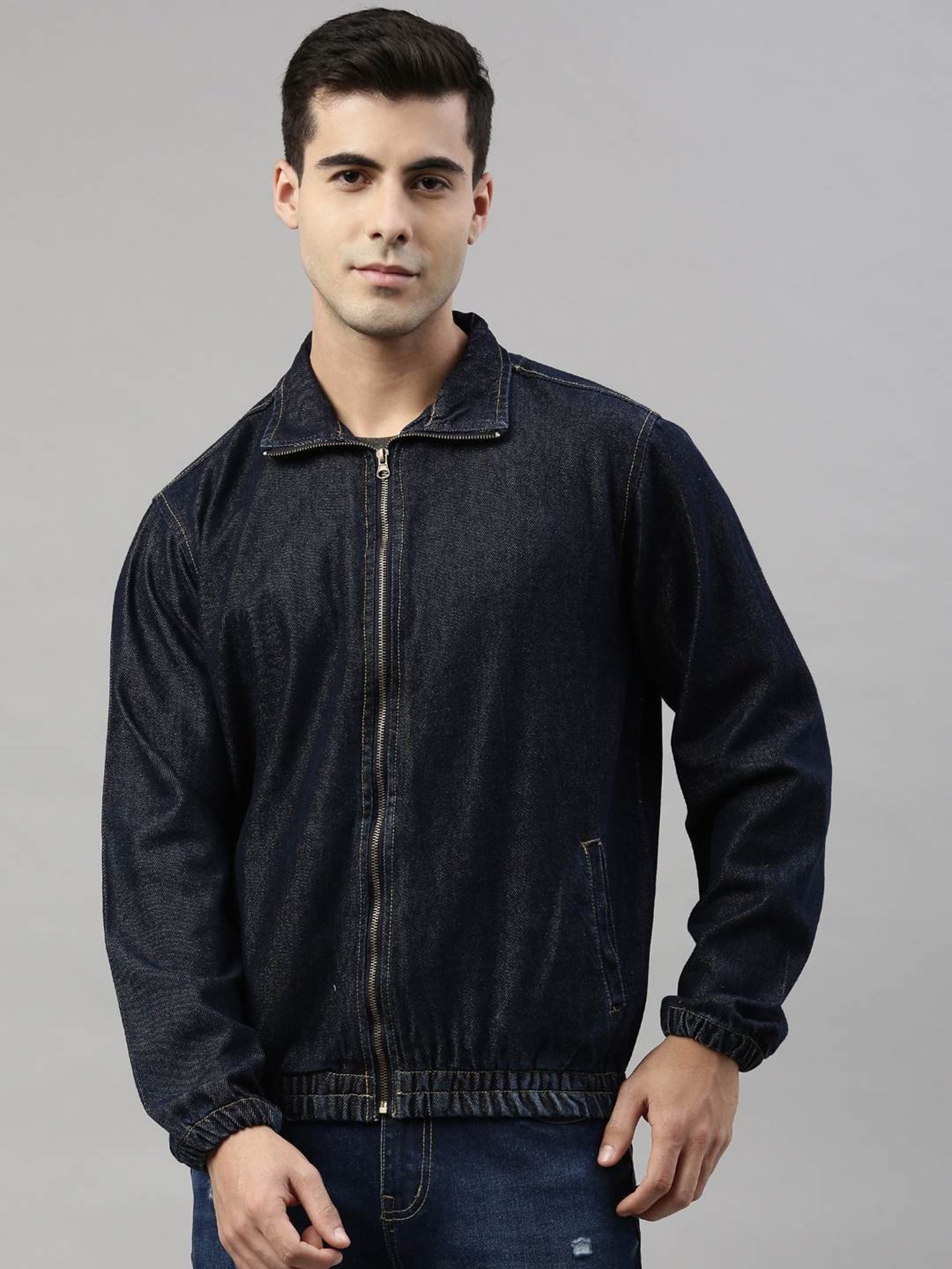 CINOCCI Blue Cotton Slim Fit Denim Jacket