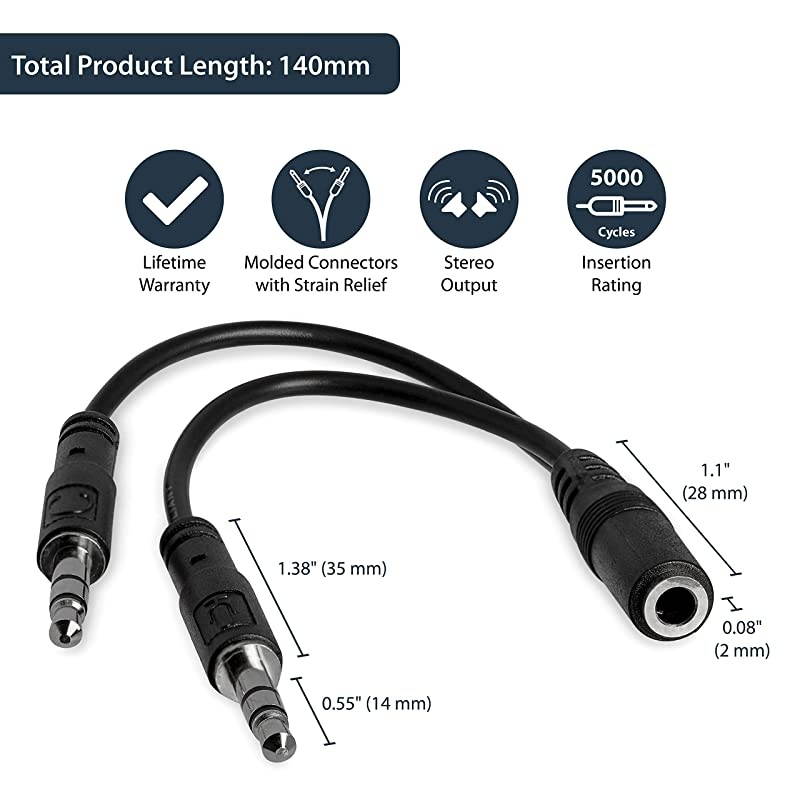 com 35mm 4 Position to 2x 3 Position 35mm Headset Splitter Adapter FM 35mm headset Adapter Cable MUYHSFMM