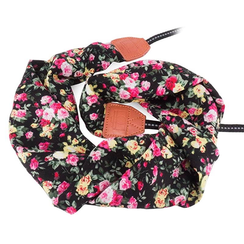 Soft Scarf Camera Neck Shoulder Strap Belt Compatible with All DSLRSLRDigital Camera DC Instant Camera Etc Black Flower