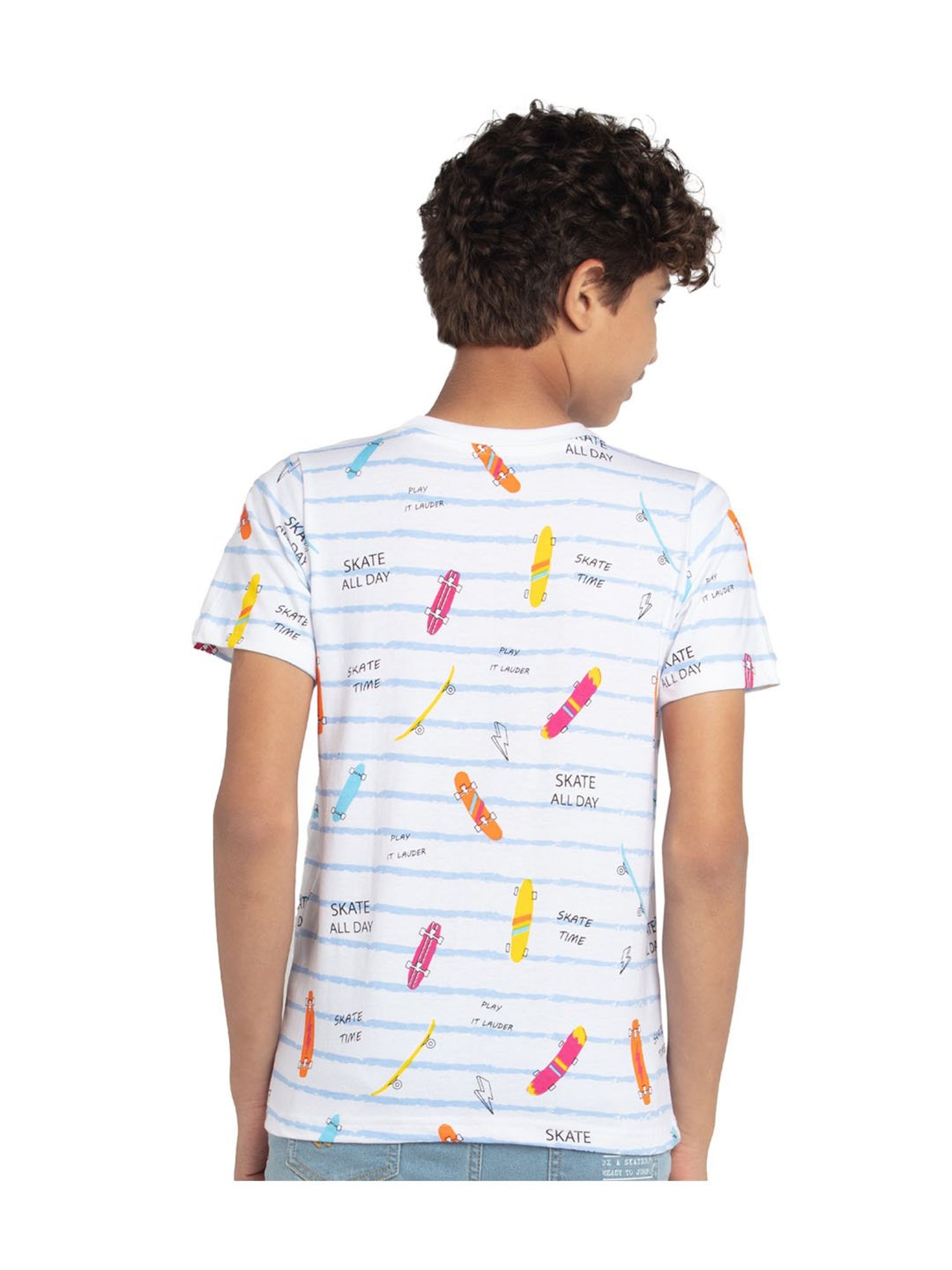 Under Fourteen Only Kids White Printed T-Shirt