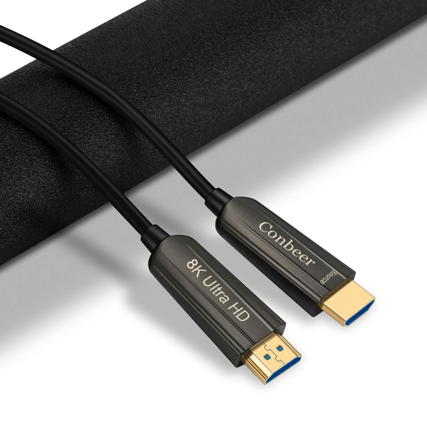 Fiber Optic HDMI CableConbeer 8K HDMI 2.1 High Speed 48Gbps 8K@60Hz 4K@120Hz Dynamic HDR 10 eARC HDCP2.2 4:4:4 Audio Cable for in-Wall Installation-10M/30FT