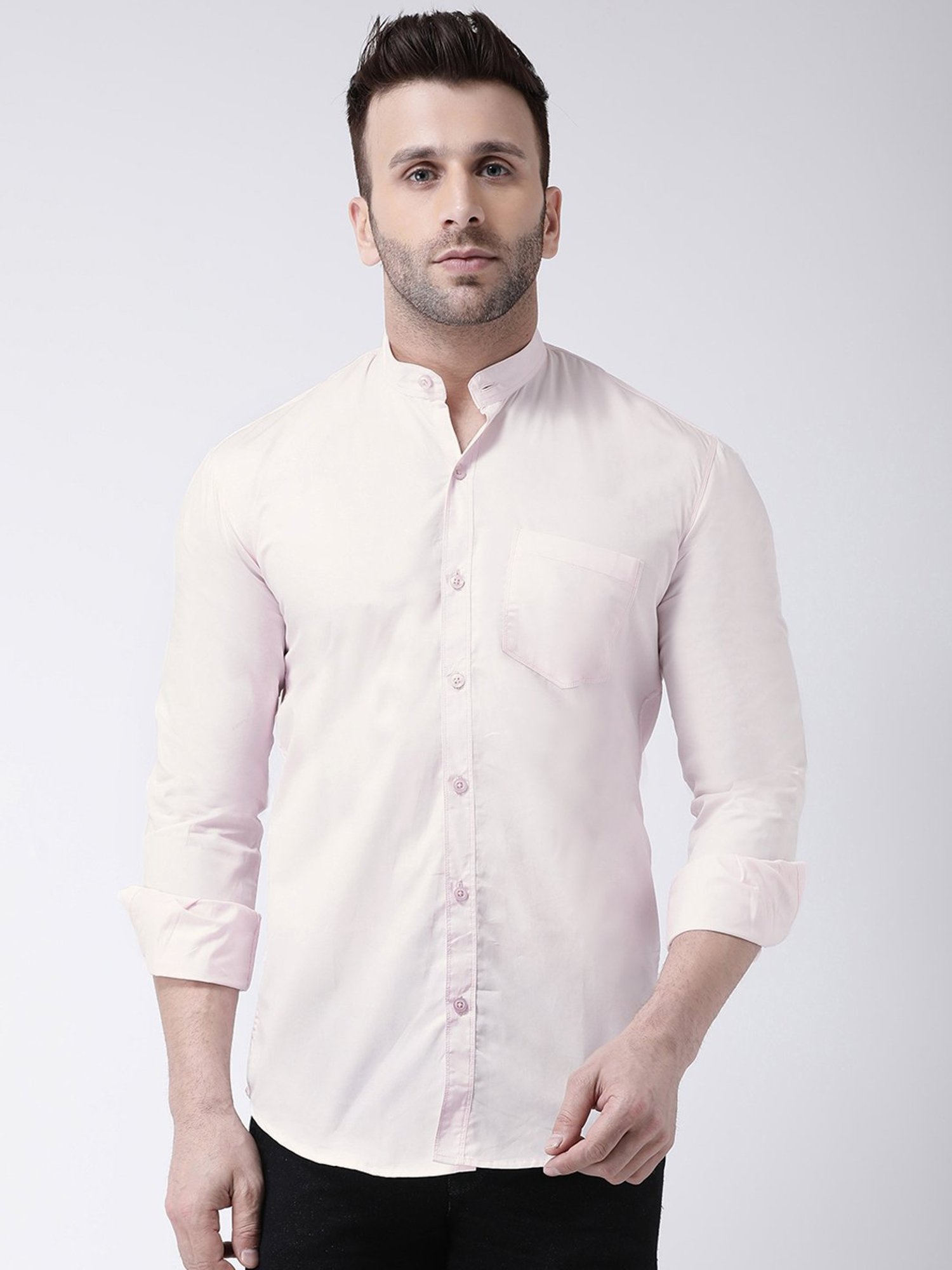 Hangup Plus Light Pink Slim Fit Pure Cotton Shirt