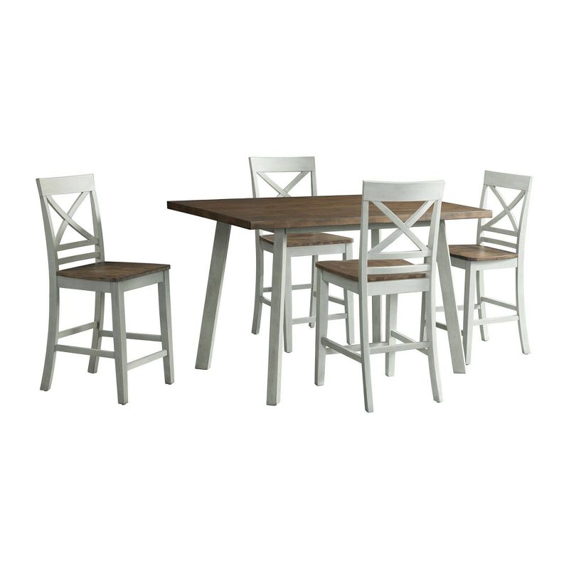 5pc Bedford Counter Height Dining Set and 4 Chairs Brown/Cream - Picket House Furnishings
