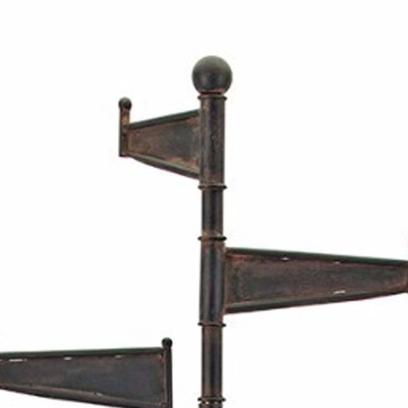 Durable Metal Coat Rack with Four Hangers Black - Benzara