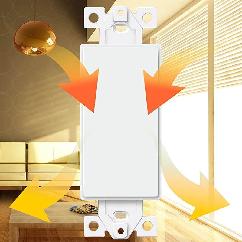 Blank Adapter Insert for Decorator Wall Plates Unbreakable Polycarbonate Thermoplastic UL Listed 6001W White