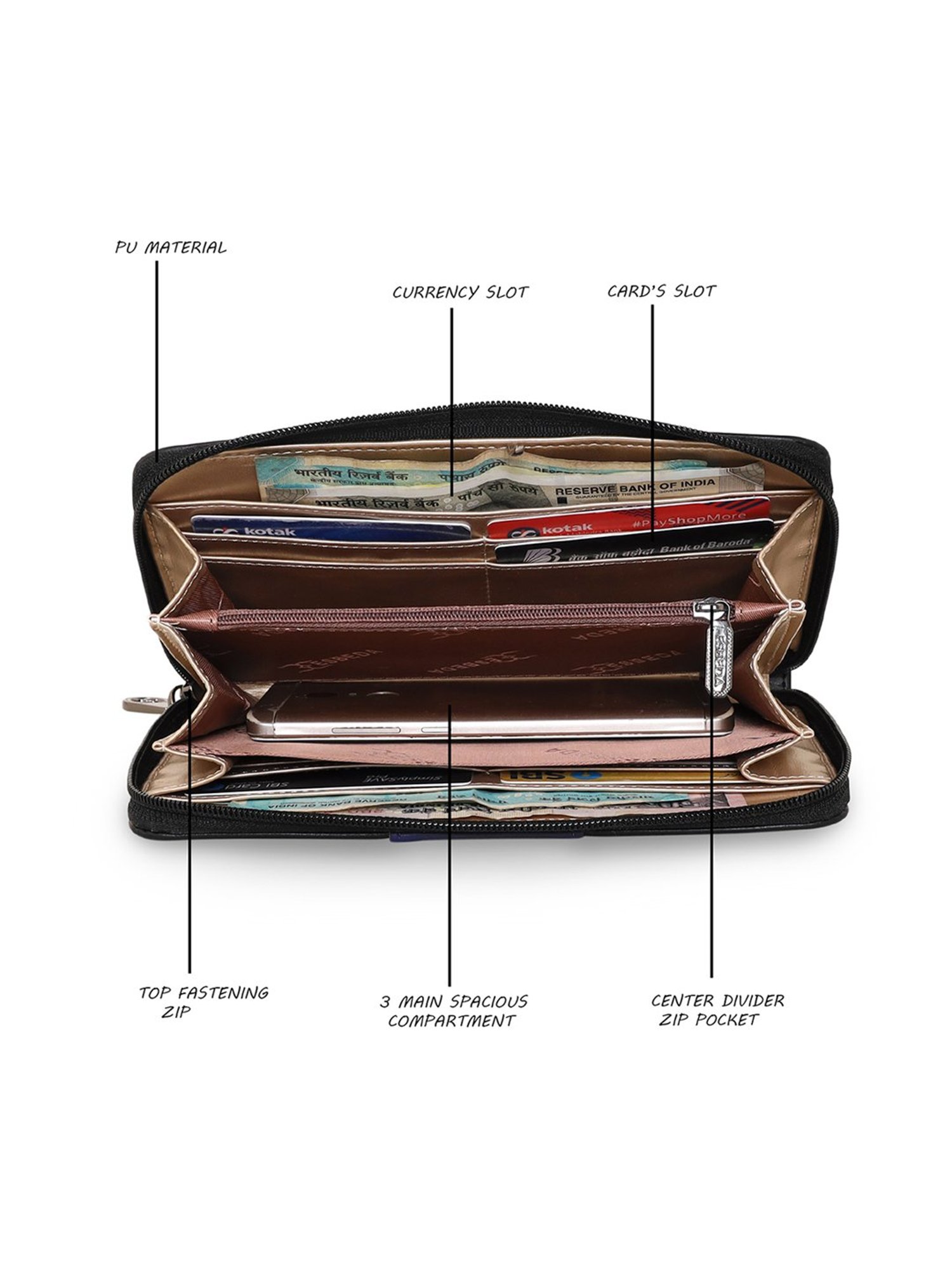 Louis Philippe Brown Casual Leather Money Clip Wallet for Men